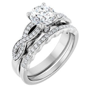 Rings 14K White  6.5 mm Round Engagement Ring Mounting