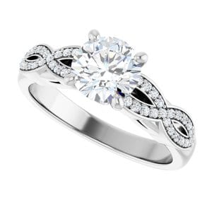 Rings 14K White  6.5 mm Round Engagement Ring Mounting