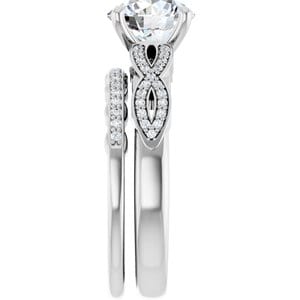 Rings 14K White  8 mm Round Engagement Ring Mounting