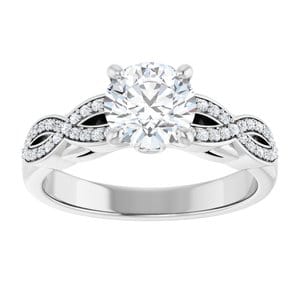 Rings 14K White  6.5 mm Round Engagement Ring Mounting
