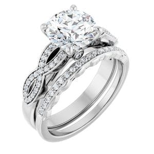 Rings 14K White  8 mm Round Engagement Ring Mounting