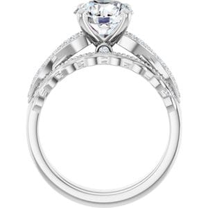 Rings 14K White  8 mm Round Engagement Ring Mounting