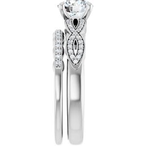 Rings 14K White  6.5 mm Round Engagement Ring Mounting