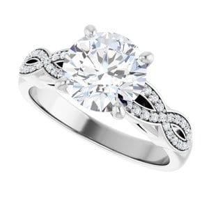 Rings 14K White  8 mm Round Engagement Ring Mounting