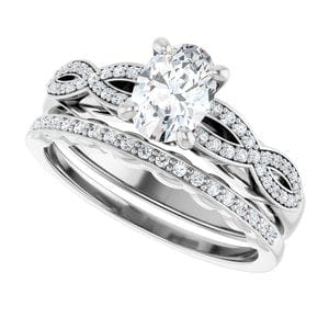 Rings 14K White  7x5 mm Oval Engagement Ring Mounting