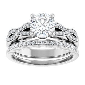 Rings 14K White  6.5 mm Round Engagement Ring Mounting