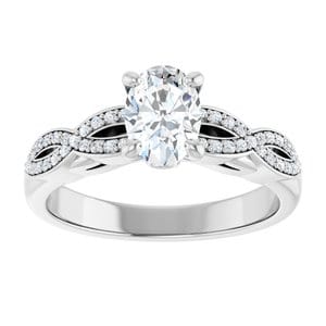 Rings 14K White  7x5 mm Oval Engagement Ring Mounting