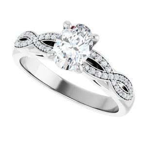 Rings 14K White  7x5 mm Oval Engagement Ring Mounting