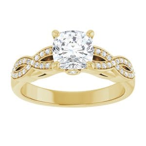 Rings 14K Yellow  6 mm Cushion Engagement Ring Mounting