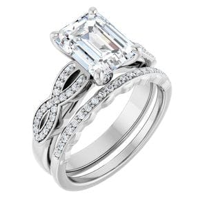 Rings 14K White  9x7 mm Emerald Engagement Ring Mounting