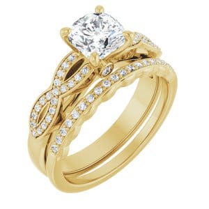 Rings 14K Yellow  6 mm Cushion Engagement Ring Mounting