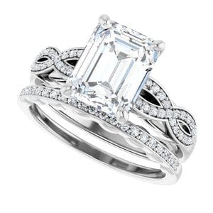 Rings 14K White  9x7 mm Emerald Engagement Ring Mounting