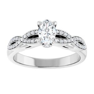 Rings 14K White  6x4 mm Oval Engagement Ring Mounting