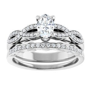 Rings 14K White  6x4 mm Oval Engagement Ring Mounting