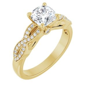 Rings 14K Yellow  6 mm Cushion Engagement Ring Mounting