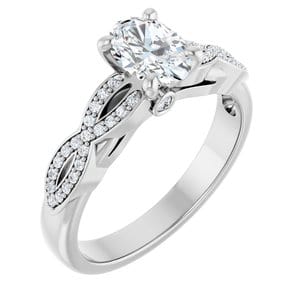 Rings 14K White  7x5 mm Oval Engagement Ring Mounting