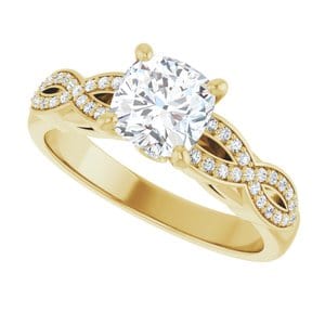 Rings 14K Yellow  6 mm Cushion Engagement Ring Mounting