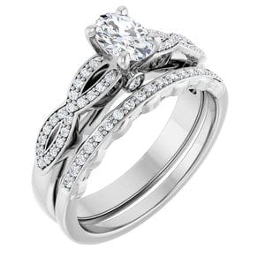 Rings 14K White  6x4 mm Oval Engagement Ring Mounting