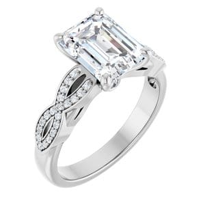 Rings 14K White  9x7 mm Emerald Engagement Ring Mounting