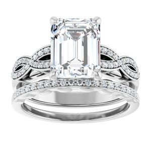 Rings 14K White  9x7 mm Emerald Engagement Ring Mounting