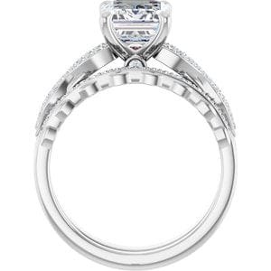 Rings 14K White  9x7 mm Emerald Engagement Ring Mounting