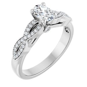 Rings 14K White  6x4 mm Oval Engagement Ring Mounting