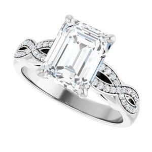 Rings 14K White  9x7 mm Emerald Engagement Ring Mounting