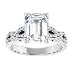 Rings 14K White  9x7 mm Emerald Engagement Ring Mounting