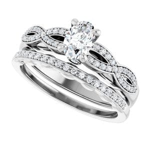 Rings 14K White  6x4 mm Oval Engagement Ring Mounting