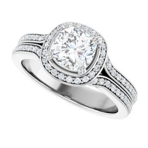 Rings 14K White  6 mm Cushion Engagement Ring Mounting