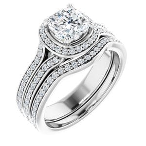 Rings 14K White  6 mm Cushion Engagement Ring Mounting