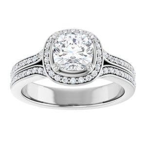 Rings 14K White  6 mm Cushion Engagement Ring Mounting
