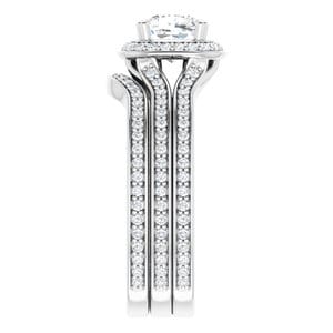 Rings 14K White  6 mm Cushion Engagement Ring Mounting
