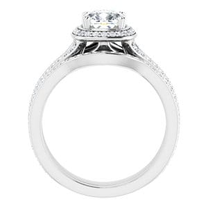 Rings 14K White  6 mm Cushion Engagement Ring Mounting