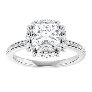 Rings 14K White 7x7 mm Cushion Halo-Style Engagement Ring Mounting