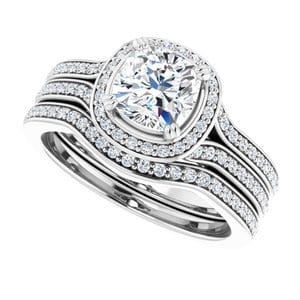 Rings 14K White  6 mm Cushion Engagement Ring Mounting