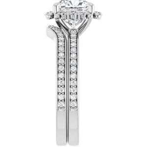 Rings 14K White 7x7 mm Cushion Halo-Style Engagement Ring Mounting