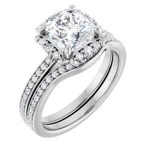 Rings 14K White 7x7 mm Cushion Halo-Style Engagement Ring Mounting