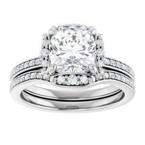 Rings 14K White 7x7 mm Cushion Halo-Style Engagement Ring Mounting