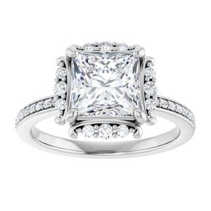 Rings 14K White 7x7 mm Square Halo-Style Engagement Ring Mounting