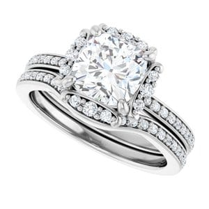 Rings 14K White 7x7 mm Cushion Halo-Style Engagement Ring Mounting