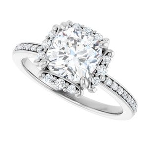 Rings 14K White 7x7 mm Cushion Halo-Style Engagement Ring Mounting