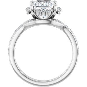 Rings 14K White 7x7 mm Square Halo-Style Engagement Ring Mounting