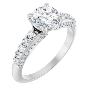 Rings 14K White  6.5 mm Round Engagement Ring Mounting