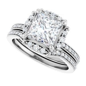 Rings 14K White 7x7 mm Square Halo-Style Engagement Ring Mounting
