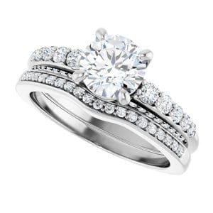 Rings 14K White  6.5 mm Round Engagement Ring Mounting