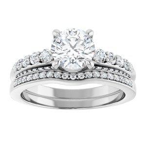 Rings 14K White  6.5 mm Round Engagement Ring Mounting