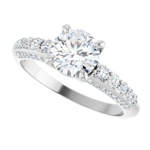 Rings 14K White  6.5 mm Round Engagement Ring Mounting