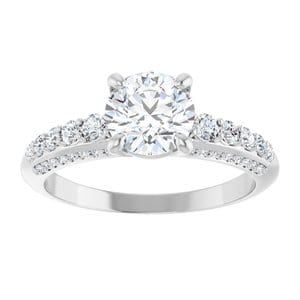 Rings 14K White  6.5 mm Round Engagement Ring Mounting