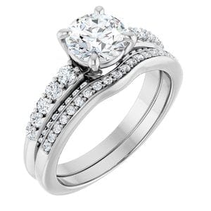 Rings 14K White  6.5 mm Round Engagement Ring Mounting
